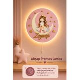 BugyBagy Ahşap Aylı Prenses Lamba İsme Özel Pilli Ledli Gece Lambası Bebek Çocuk Odası