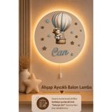 BugyBagy Ahşap Kapadokya Balonlu Lamba İsme Özel Pilli Ledli Gece Lambası Bebek Çocuk Odası