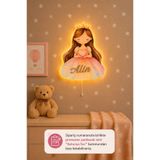 BugyBagy Ahşap Prenses Duvar Lambası - Çocuğun İsmine Özel Pilli LED Gece Lambası Bebek Çocuk Odası-Yıldız Sticker Hediyeli