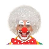Buğz Beyaz Kıvırcık Afro Peruk ve Kırmızı Sünger Burun Seti