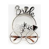 Buğz Bride Yazılı Taç ve Bride To Be Yazılı Gözlük Seti Gümüş Renk