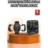 Buğz Dijital Göstergeli Bluetooth Kulaklık ve Bildirim Görebilen Akıllı Saat Alarm ve Titreşim