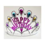 Buğz Gümüş Renk Happy Birthday Yazılı Doğum Günü Tacı
