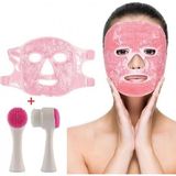 Buğz Jel Buz Paketi Yüz Maskesi Baş Ağrısı Yastık Kozmetik Maske + Çift Taraflı Cilt Fırçası