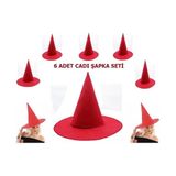 Buğz Kırmızı Keçe Cadı Şapkası Yetişkin-Çocuk Uyumlu