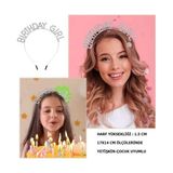 Buğz Kristal Taşlı Gümüş Birthday Girl Parti Tacı