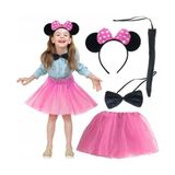Buğz Minnie Kostüm Seti (Pembe Tütü Etek + Pembe Taç + Papyon + Kuyruk)