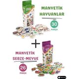 Buğz Oyuncak Manyetik Mıknatıslı 30 Parça Hayvanlar 26 Parça Sebze Meyveler Eğitici Set Magnet
