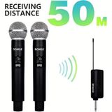Buğz Profesyonel Çiftli Kablosuz Mikrofon Seti Karaoke Şarj Edilebilir 50 Metre Mesafe