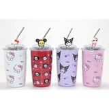Buğz Sanrio Hello Kitty & Kuromi Figürlü Isı Muhafazalı Metal Pipetli Çelik Kupa ALK4428