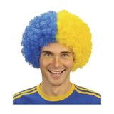 Buğz Sarı Lacivert Kıvırcık Afro Bonus Taraftar Peruğu