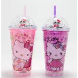 Buğz Sevimli Hello Kitty Işıklı Pipetli Boncuklu Suluk & Bardak 400 ml ALK4706