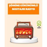 Buğz Şömine Alev Işıklı Solar Bluetooth Hoparlör – 7W Güçlü Ses, Fm Radyo