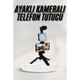 Buğz Telefon Tutucu LED Işıklı Kumandalı Mikrofon Telefon Vlog Video Kayıt