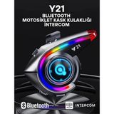 Buğz Y21 Rgb Işık Efektli Intercom Bluetooth Motosiklet Kask Kulaklığı Intercom Kulaklık