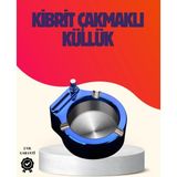 Buğz Yuvarlak Metal Küllük Çakmak Entegreli Dayanıklı Yapı