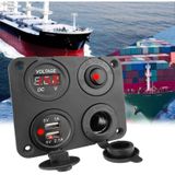 Buharaelektronik-Switch Panel 4'Lü Marin Usb + Voltmetre + Çakmaklık + Anahtar
