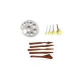 Buhobi Resim Paleti + Sünger Tampon Fırça 4'lü + Plastik Spatula 4'lü Set