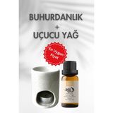Buhurdanlık + Uçucu Yağ Doğal Seramik Meditasyon Spa Tütsülük Akış - Portakal