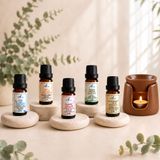 Buhurdanlık ve Difüzör için Doğal Uçucu Yağ 5'li Set + Seramik Buhurdanlık Kampanya