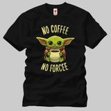 Built By Crazy Baby Yoda No Coffee No Forcee Tişört - XL - Siyah