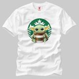 Built By Crazy Star Wars Baby Yoda Coffee Tişört - Beyaz
