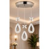 Buiva Beverly Sarkıt Led Avize Kristal Detaylı Üçlü Salon Oturma Yatak Odası Mutfak Avizesi Gün Işığı Power Ledli Avize