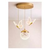 Buiva Jolin Avize Gold Sarı Power Led Sarkıt Salon Avize Gün Işığı Işık Kelebek Ve Küre