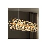 Buiva Luxury Collection Modern Sarkıt Kristal Taşlı Avize Yemek Masası Elips Gold Sarı 100 Cm