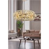 Buiva Luxury Exclusive Collection Modern Kristal Taşlı Sarkıt Avize Gold Sarı 50 Cm Çap