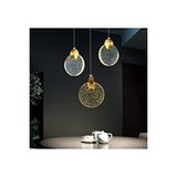 Buiva Luxury Modern Üçlü Yuvarlak Sarkıt Kristal Camlı Led Avize Gold Sarı Ledli Avize