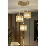 Buiva Modern Avize Kristal Taşlı Gold Sarı Avize Üçlü Sarkıt Avize Şık Görsellik