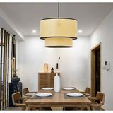Buiva Modern Iskandinav Nordic Hasır Rattan Çift Katlı Sarkıt Avize - Krem