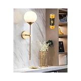 Buiva Modern Pilli Duvar Aplik Eskitme Gold Sarı Beyaz Glop Camlı Pilli Aplik Şeffaf