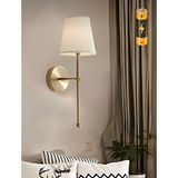 Buiva Modern Tasarım 1 Adet Duvar Ledli Pilli Aplik Tak Çalıştır Eskitme Gold Krem Abajur Gün Işığı Pilli