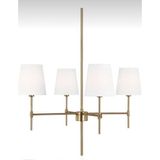 Buiva Modern Tasarım Eskitme Gold Avize 4 Kollu Krem Abajur Salon Oturma Odası Avizesi - Eskitme Altın
