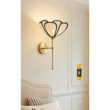 Buiva Modern Tasarım Rose Çiçek Lale Kablosuz Pilli Aplik Eskitme Gold Sarı Gövde Ekru Kumaş Tak Çalıştır Altın
