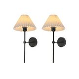 Buiva Modern Tasarım Umbrella Aplik 2 Adet Eskitme Gold Gövde Krem Abajur Şapka Elektrikle Çalışan Siyah