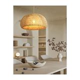 Buiva Nordic Tasarım Bamboo Avize Hasır Avize 1.sınıf Kalite 300mm Çap Naturel Ferahlık Katar Kahve