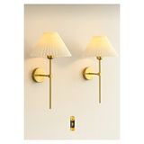 Buiva Pilli Aplik Kablosuz Tak Çalıştır Krem Abajur Umbrella Aplik Eskitme Gold Sarı 1 Adet