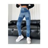 Bujean Kareli Mom Jean Pantolon Mavi