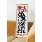 Buka Shops Siyah Kedi Tablosu Retro Tipografi – Minimal Grafik Dikey Sanat Posteri – Ahşap Çerçeveli