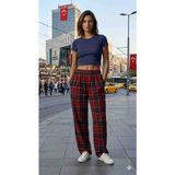 Bukadınca Ekose Pijama Altı Süet - M - 003-Kırmızı