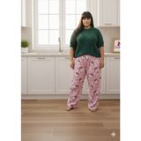 Bukadınca Pembe Kumaş Üzerinde Hello Kitty Desenli Pijama Altı (Milan) - 01P-Pembe - 2XL - 5XL