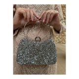 BUKAWEAR Büka Kadın Gümüş Taşlı Parmak Geçmeli Şık Abiye Çanta