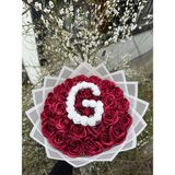 Buket Dünyası 30 Lu LED Işıklı - Harfli - Solmayan Gül Buketi Bordo Gül Dışı Beyaz