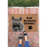 Buket Home Kedi Sevmeyen Giremez Iç ve Dış Mekan Dekoratif Çok Amaçlı Kapı Önü Paspası - 45 x 70 cm - Renkli