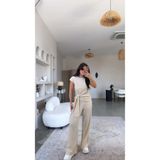 Buket Teke Bej Bürümcük Kumaş Bağlamalı Takım