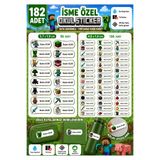 Buki'nin Atölyesi İsme Özel Okul Etiketi Kalem Defter Etiketi Sticker Kız Erkek Çocuk MINECRAFT Temalı Isim Etiketi