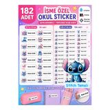 Buki'nin Atölyesi İsme Özel Okul Etiketi Kalem Defter Etiketi Sticker Kız Erkek Çocuk STITCH Temalı Isim Etiketi